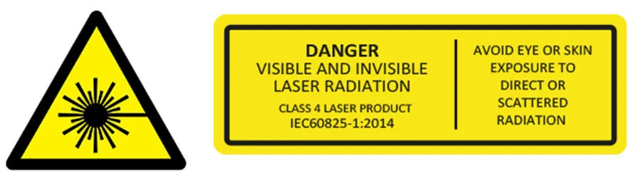Signalétiques d'avertissement en fonction des classes de laser