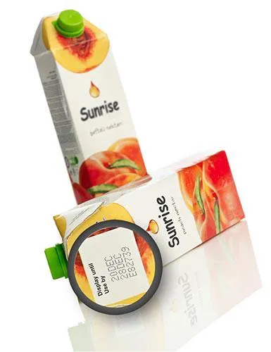 Domino Ax-Series Continuous Inkjet code on Juice Carton