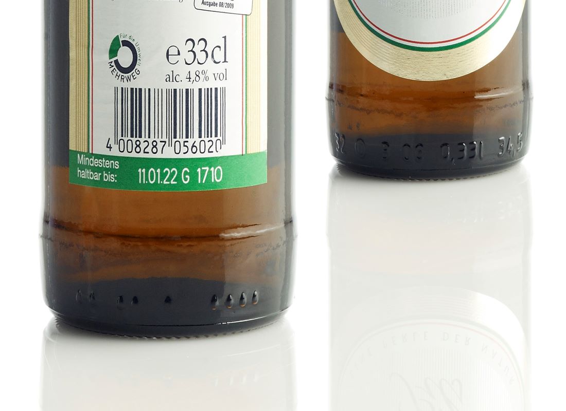 laser code on a beer bottle