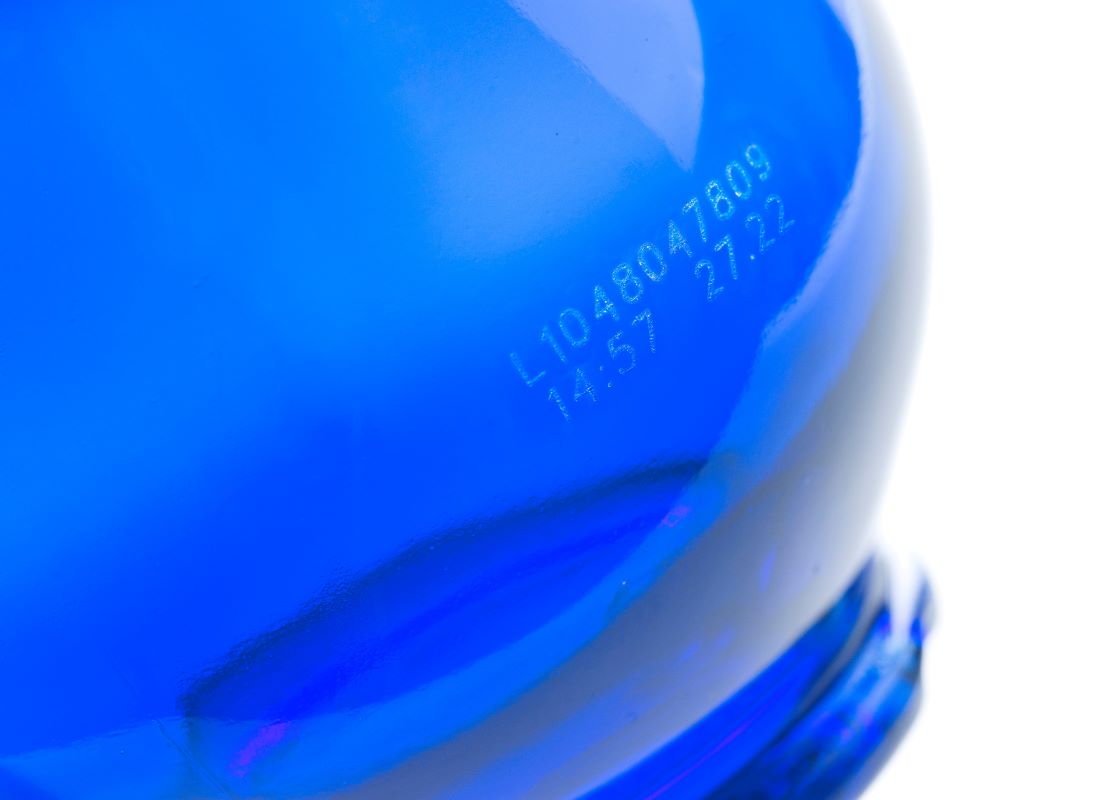 laser code on glass bottle