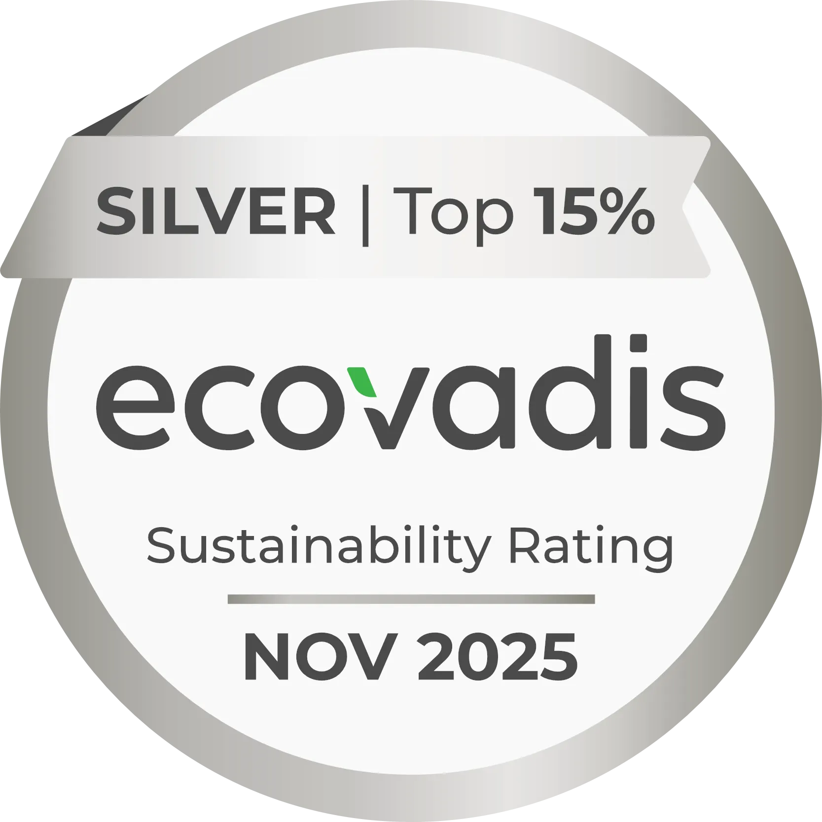 A silver Ecovadis accreditation logo