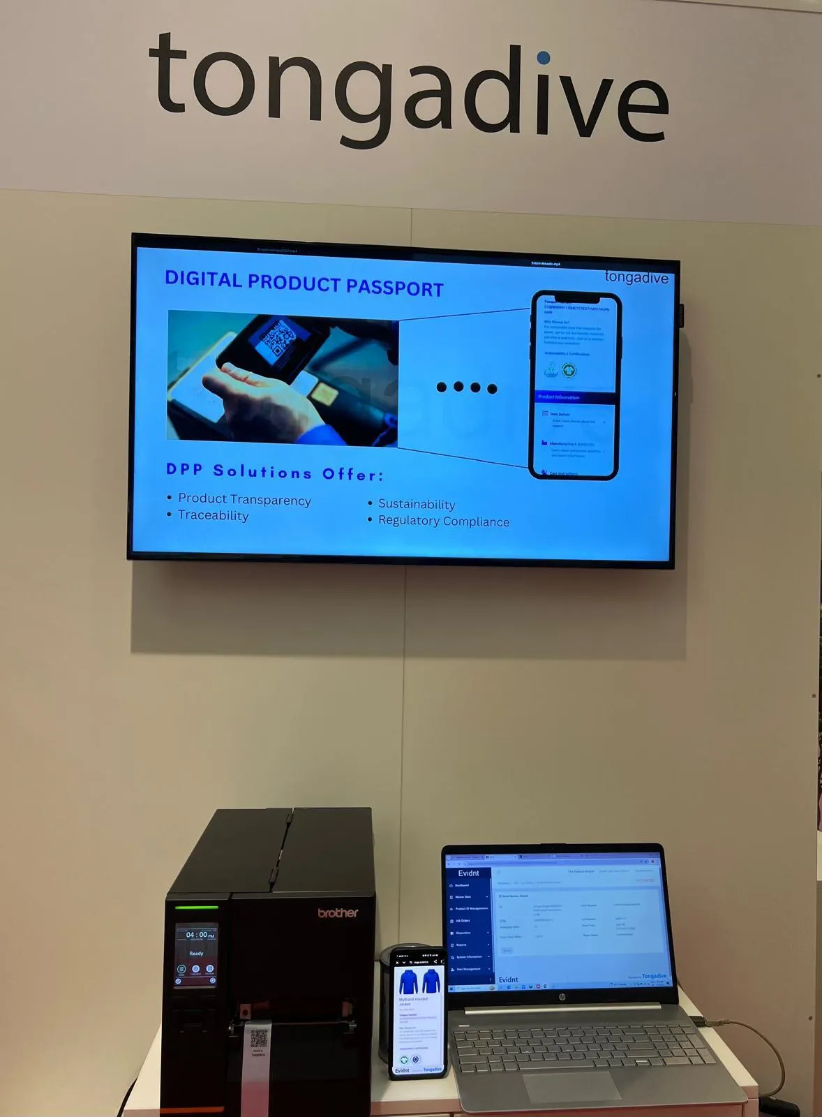 DPP Solution for printing QR codes on clothing care labels, developed by Tongadive, printed by Brother