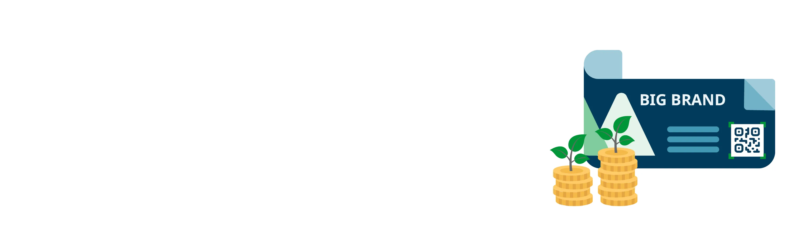 label with 2D code with stacks of coins