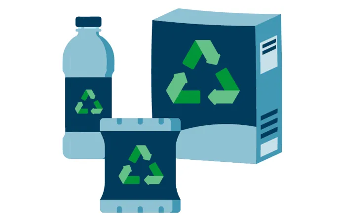 Imagen sobre la Responsabilidad Extendida del Productor para envases que muestra un envase con el símbolo de reciclaje