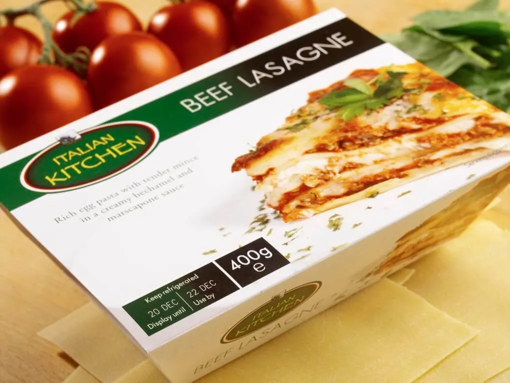 Laser coding on a ready meal