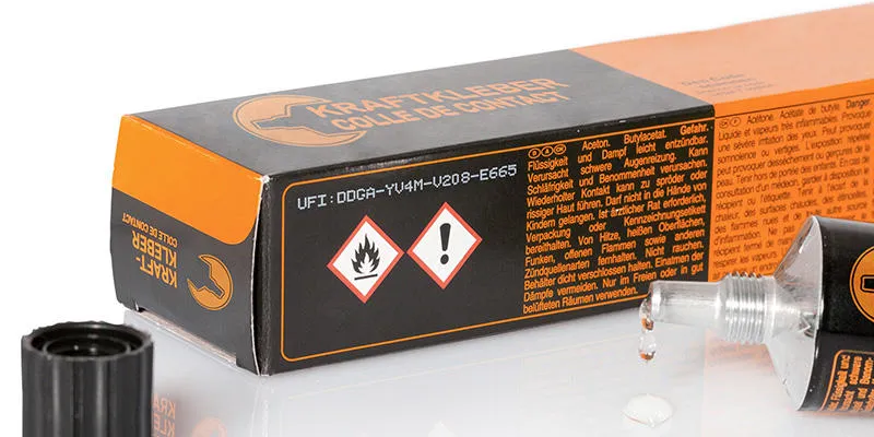 Verpackung Kleber mit UFI-Code