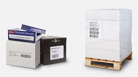 Labels on tray packs, pallets and boxes