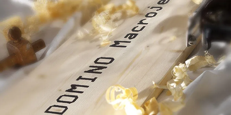 Black inkjet code from Domino Printing Sciences' Macrojet printer marked onto wooden panel