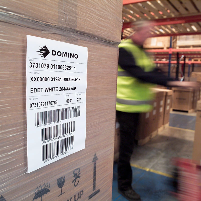 Domino Pallet Label placed by an M-Series Print & Apply Labeler