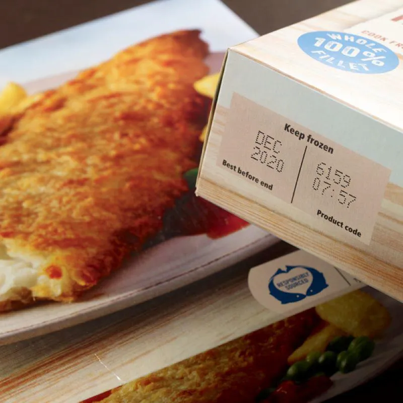 Domino Ax-Series code printed on a carton