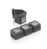 QR-Code durch Laser auf schwarzem Kunststoff