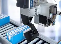 Mx350i-SP Labeling a tray of juice