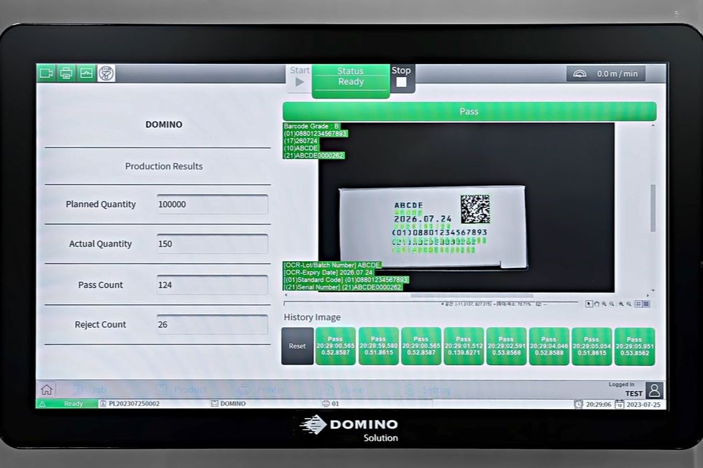 DCF2500 vision system screen