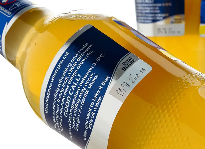 Continuous Inkjet Code printed onto a beer bottle label