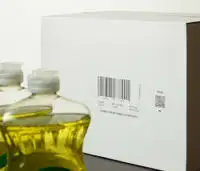 A white porous cardboard box with a Cx150i code printed on the outside as well as some washing up bottles in the image.