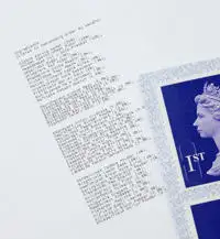 An example of small character coding with the Cx150i and a stamp next to the code for size comparison