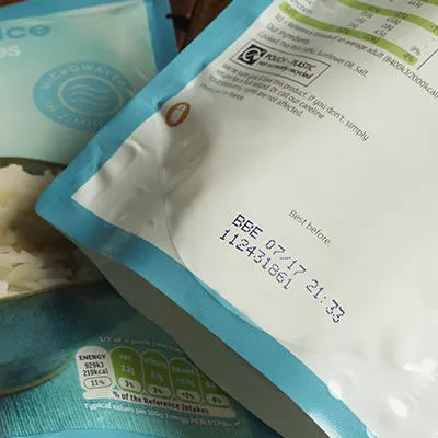 Best before code on fresh food pouch