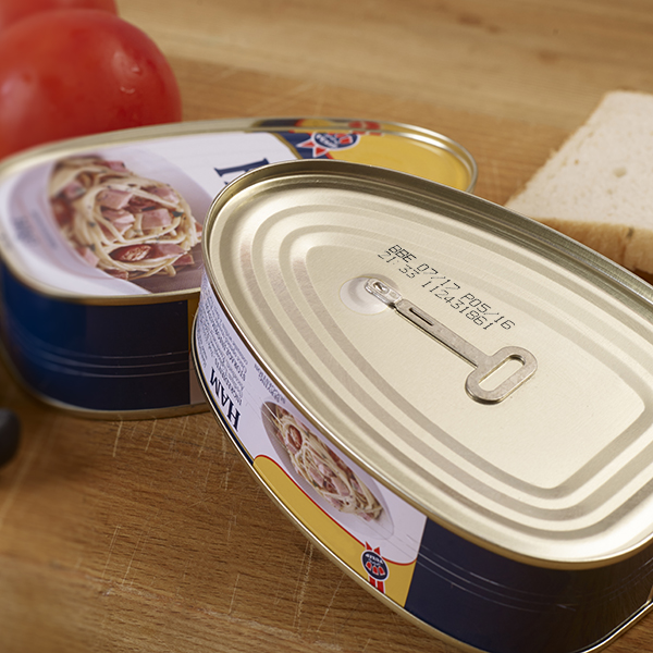 Image of a meat can coded with a CIJ Domino printer, the Ax-Series