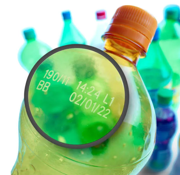 CO2 레이저 마킹 플라스틱 병 샘플 