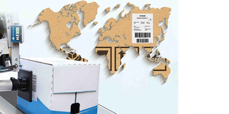 Print and apply labelling onto cardboard box from the Domino M230i