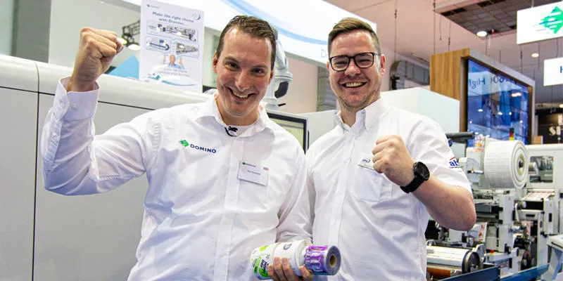 Tom Couckuyt, Domino’s Digital Solutions & Demonstration Centre Manager and Ben Gregory, AB Graphic’s Training Coordinator