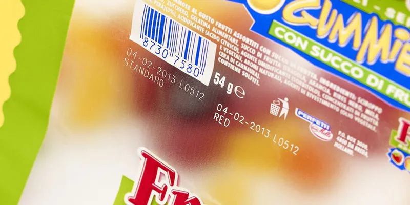 code printed on a label