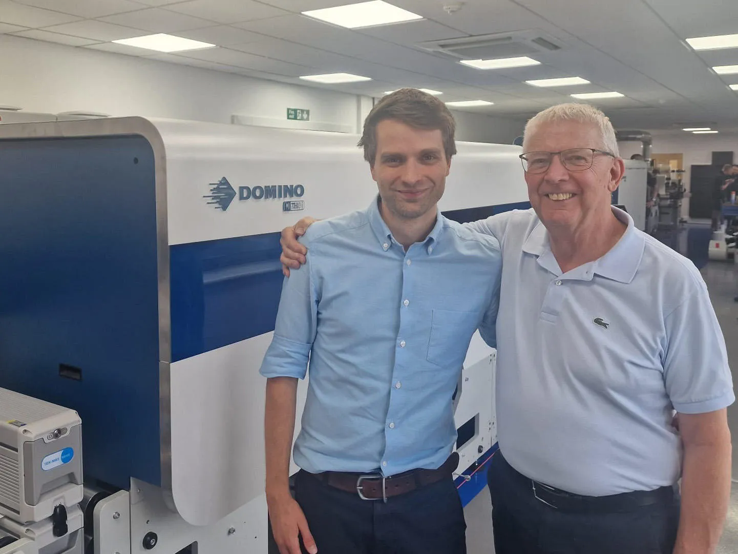 Mike and Tom Hardy at Crown Labels with the Domino N730i digital label press