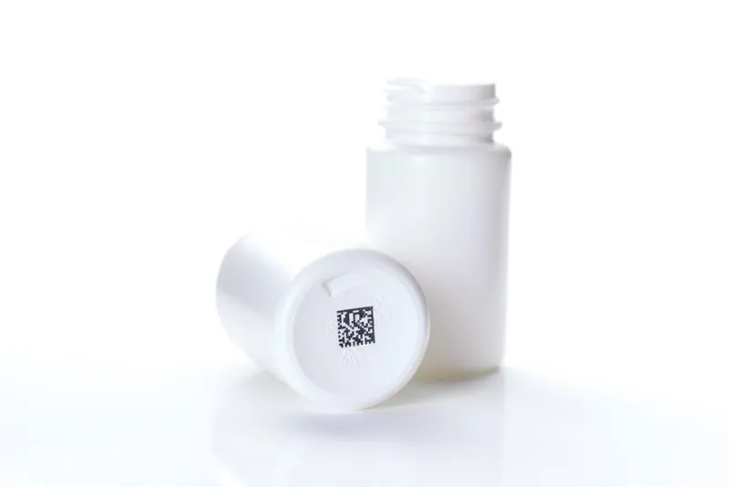Ux-Series data matrix on medicine bottle-web