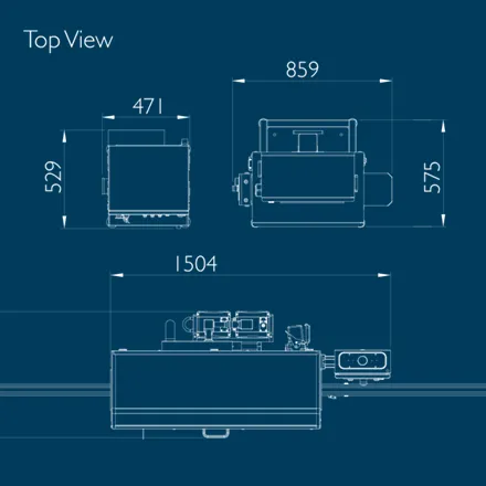 Technical drawing of the ultimate solution for Track and Trace, the Domino Cigarette Pack Coding Station