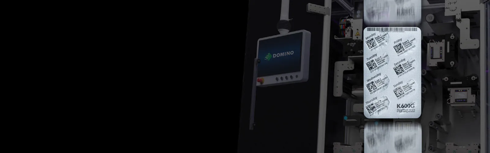 Domino K600G druckt variable Daten und Codes auf pharmazeutische Blisterverpackungen